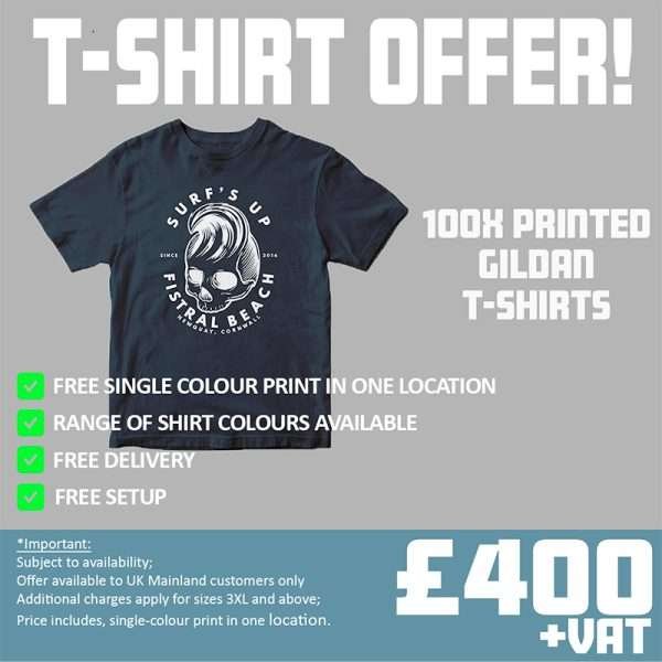 100x Printed Gildan T-shirts with single colour print