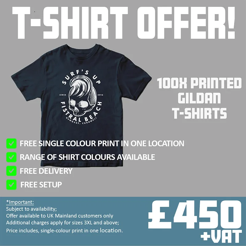 100x printed gildan t-shirts offer for £450