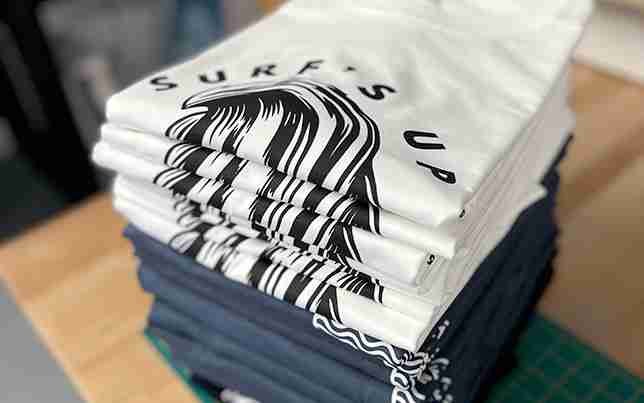 Stack of printed t-shirts