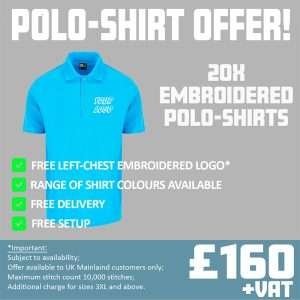 20x Embroidered Polo-shirts for £160