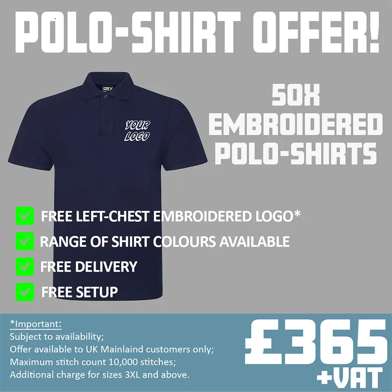 50x embroidered polo-shirt offer