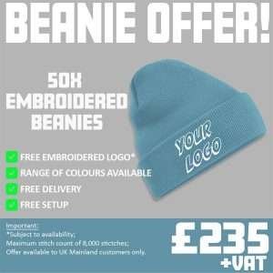 50x Embroidered Beanie Offer