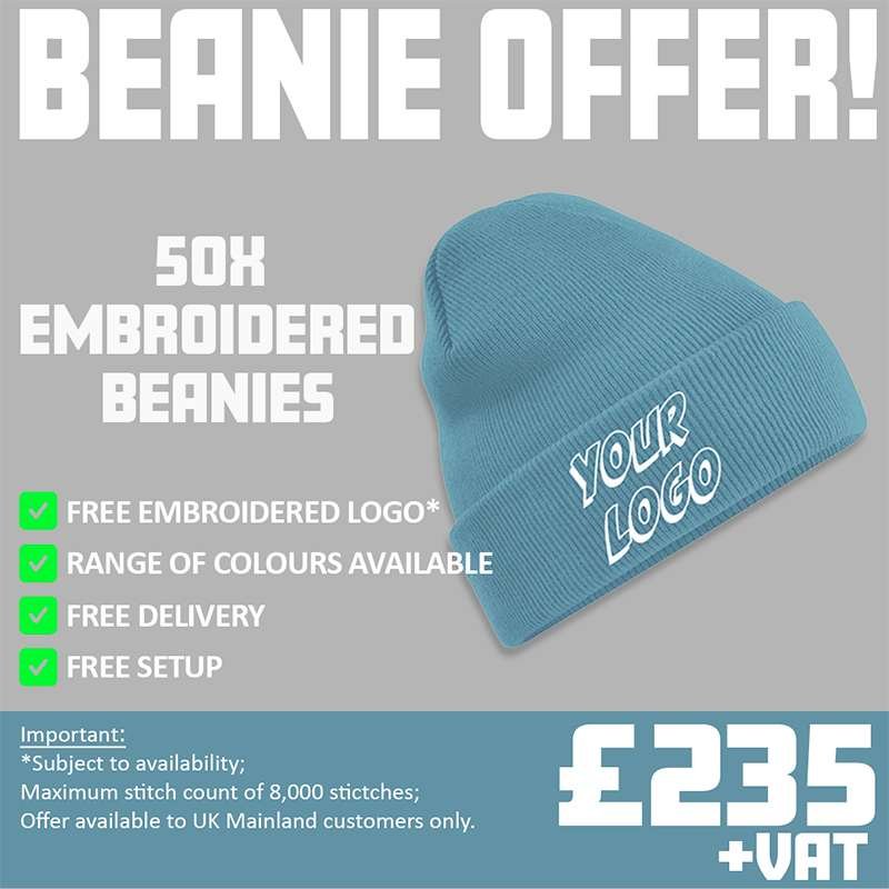 50x Embroidered Beanie Offer